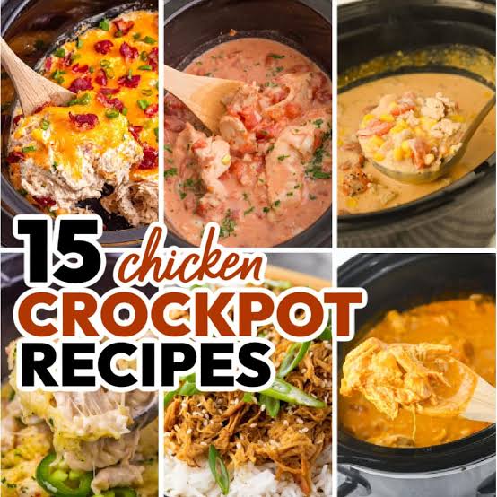 Farklı soslarla hazırlanmış tavuk yemekleri için 15 adet crockpot tarifi.